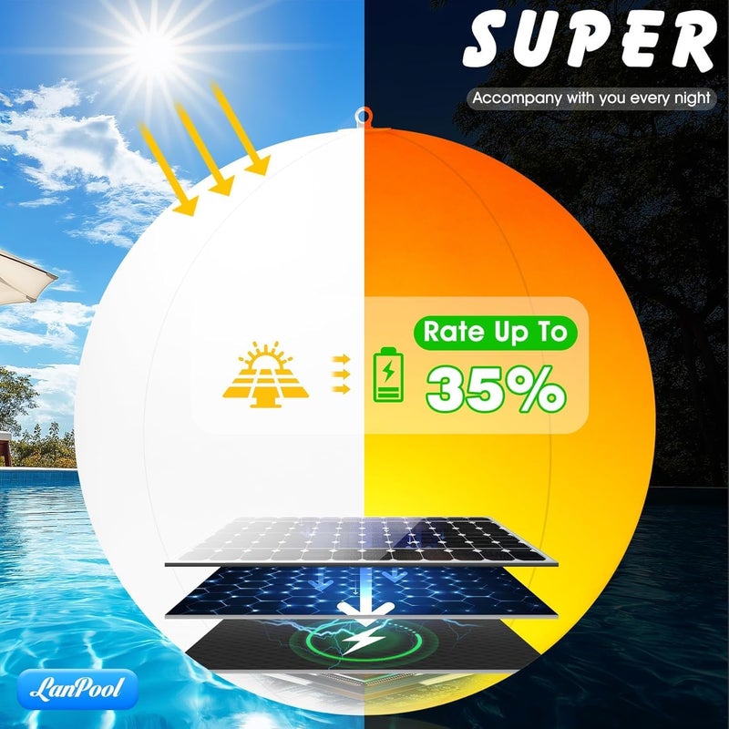 LanPool Floating Pool Lights,14" Flame Solar Pool Lights,Floating Glow Globe IP68 Waterproof, Solar Powered Swimming Pool Accessories, Large Floating Light Up Balls for Pool Pond Outdoor Decor-4PCS - Image 2